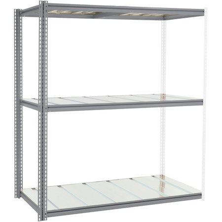 GLOBAL INDUSTRIAL High Cap. Add-On Rack 72Wx48Dx84H 3 Levels Steel Deck 1000lb Per Level GRY 581018GY